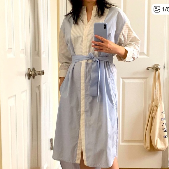 Sandro Light Blue and White Shirt size 2 - Picture 4 of 6